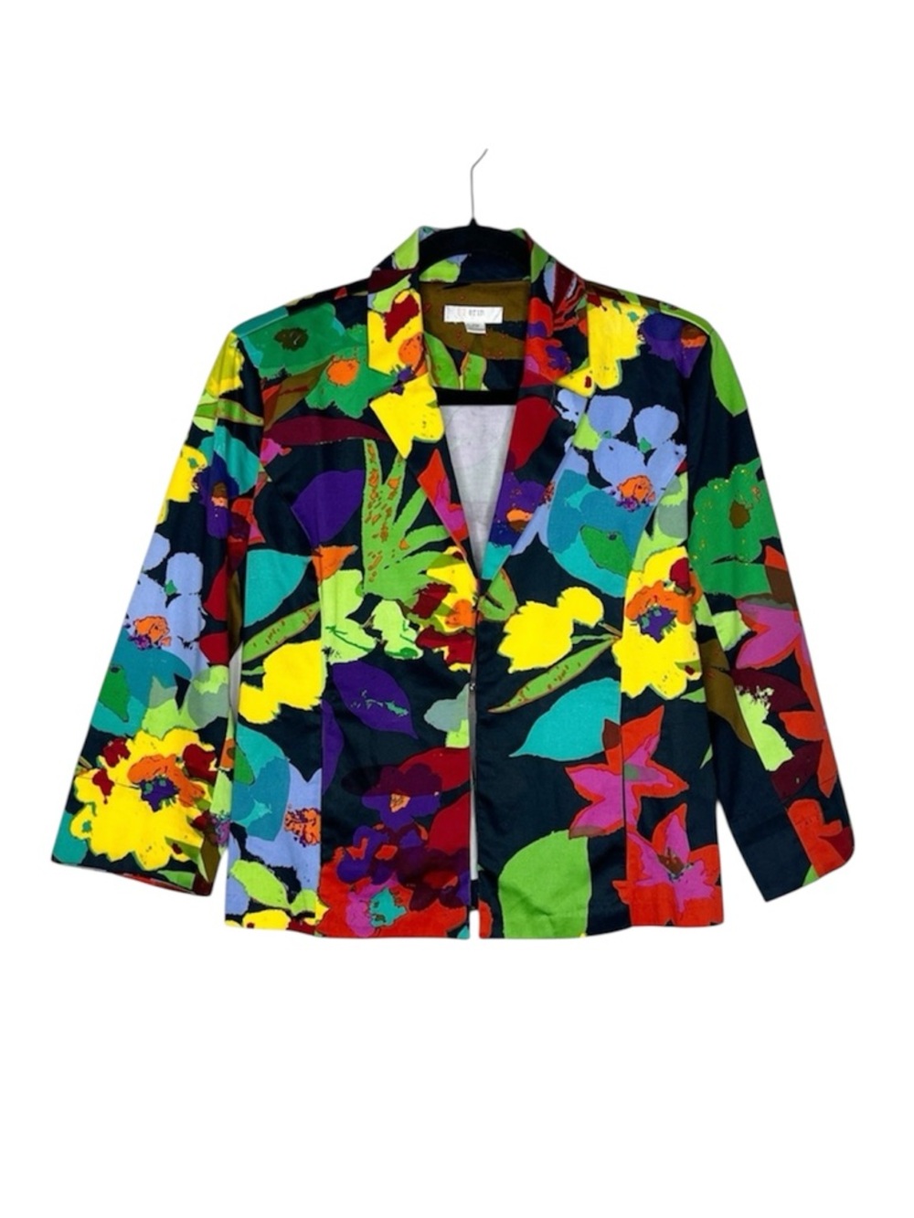Erin London Whimsical Bright Floral 3/4 Sleeves Jacket Blazer size Medium Petite